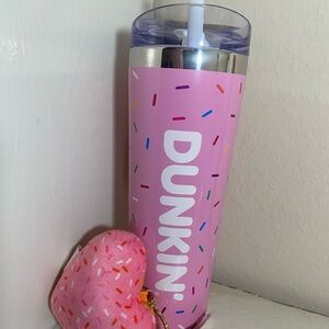 Dunkin Pink Sprinkle Tumbler and keychain